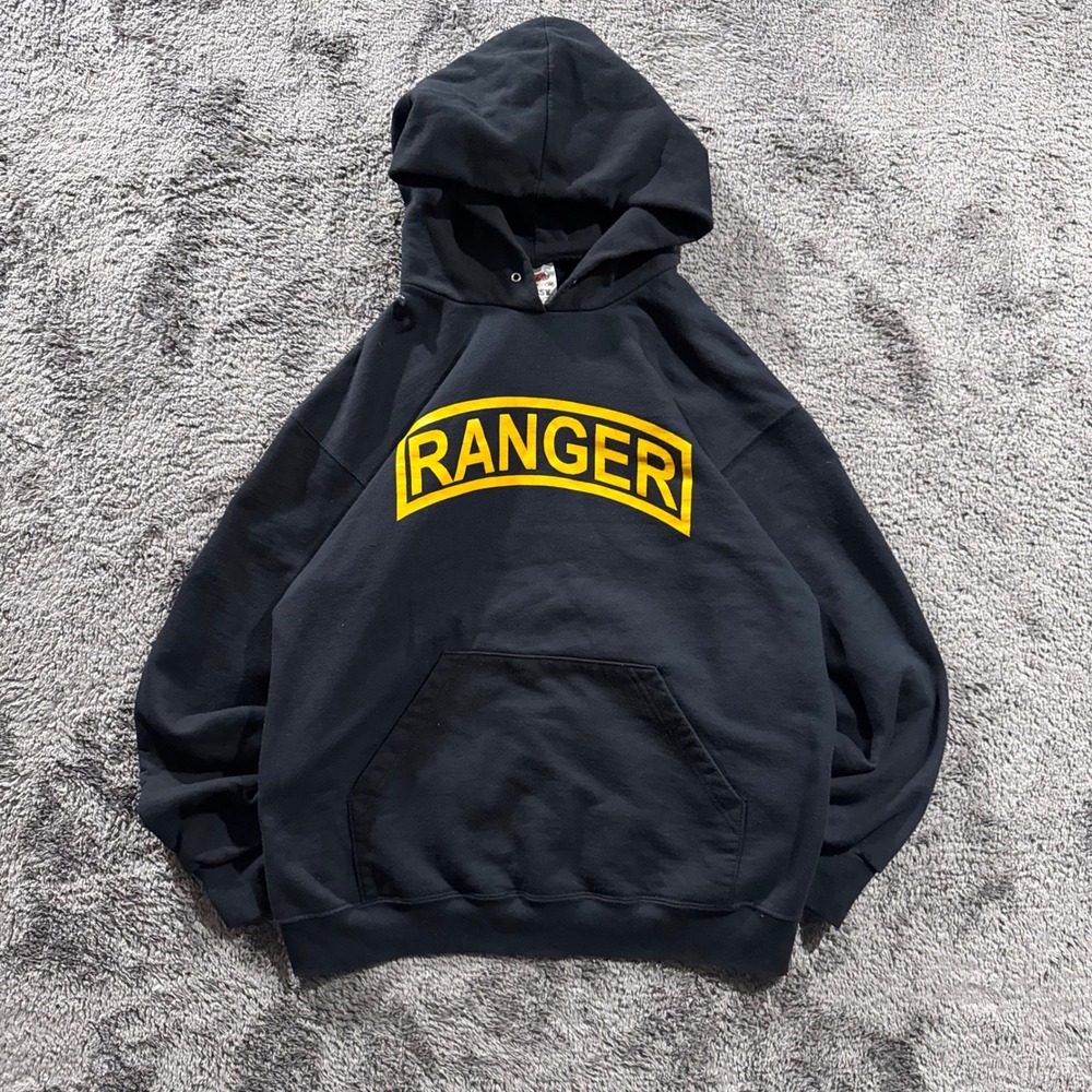 Vintage Best Mens Ranger Tab Graphic Hoodie Black Yellow Large